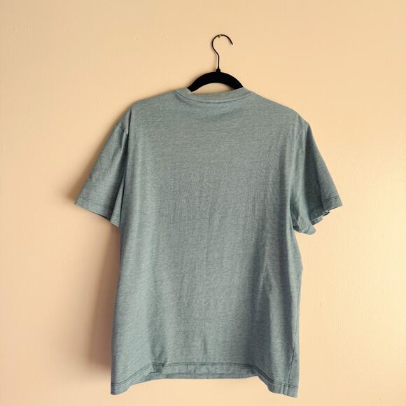 Lacoste Blue Green Micro Stripe V Neck Short Sleeve Shirt - Large - Picture 6 of 7